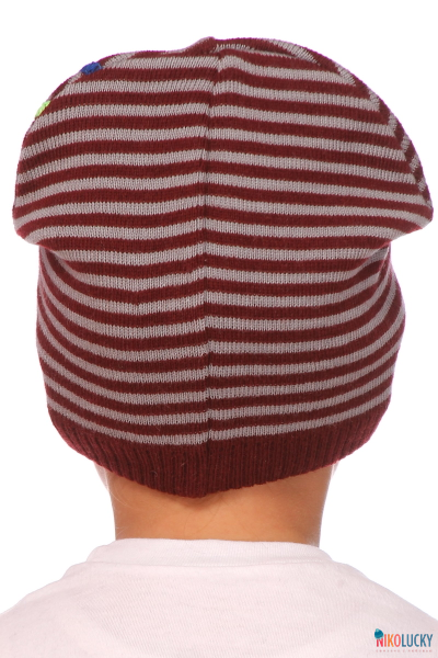 Шапка  18202-15, цвет темно-бордовый, серый  р. 48-50