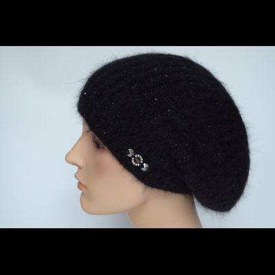 Зимний женский берет вязаный черный Vizio Италия 8070 B