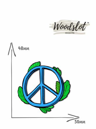 Мир синий листья - Брошь/ значок - 679