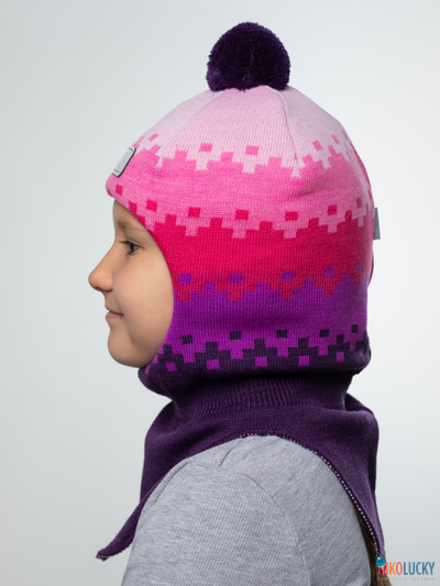Шапка-шлем  20101-06, цвет фиолетовый, розовый р. 52-54