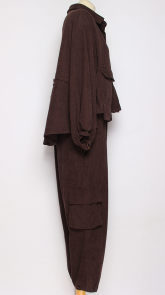 Костюм Бохо "КРУПНЫЙ ВЕЛЬВЕТ КАРМАНЫ" шоколад р.42-48