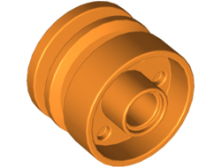 Wheel 18mm D. x 14mm with Pin Hole, Fake Bolts and Shallow Spokes, Orange (55981 / 6290448)