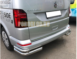Защита заднего бампера угловая двойная d60/42 для Volkswagen T6 (2020-)