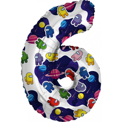 Воздушный шар фольгированный "ЦИФРА 6. Космонавтики" 70 см.