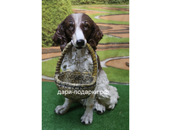 СПАНИЕЛЬ с корзиной кашпо 64*42см  5кг   полистоун Россия  4789/012332*