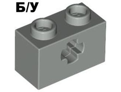 ! Б/У - Technic, Brick 1 x 2 with Axle Hole, Light Gray (32064 / 4117071 / 4233488) - Б/У