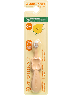 Детская зубная щетка Baby Soft от 0 до 4 лет, мягкая, PresiDENT