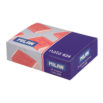 Ластик пластиковый Milan nata 624 белый, карт. держатель