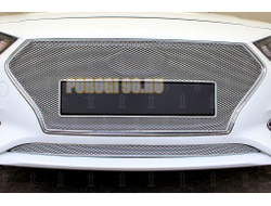 Защита радиатора Hyundai Solaris 2017- chrome верх без логотипа PPREMIUM