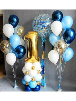 Композиция премиум "1 годик "Роскошный синий"