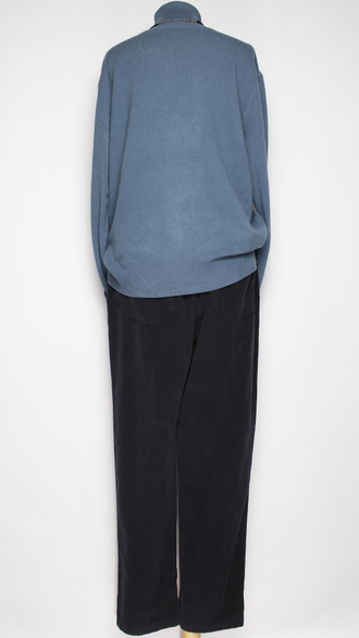 Брюки вельветовые "ПУГОВИЦЫ СПЕРЕДИ" синие  до р.52