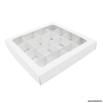Коробка для конфет Белый 16 шт (200 х 200 х 30 мм) Крышка - Дно