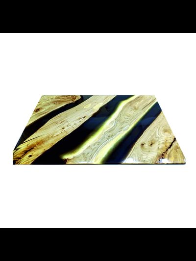 стол река с черной смолой из массива карагача диагональ