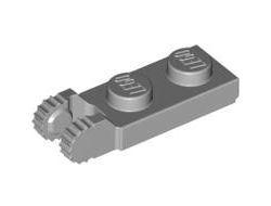Hinge Plate 1 x 2 Locking with 2 Fingers on End and 9 Teeth with Bottom Groove, Light Bluish Gray (44302a / 4211804)