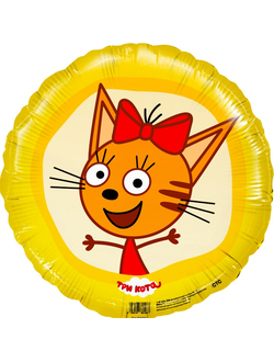 Шар (18''/46 см) Круг, Три Кота, Карамелька, Желтый