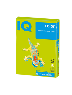 Бумага цветная IQ color, А4, 80 г/м2, 100 л., неон, зеленая, NEOGN