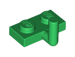 Plate, Modified 1 x 2 with Bar Arm Up Horizontal Arm 5mm, Green (4623b / 6073022 / 6261358)