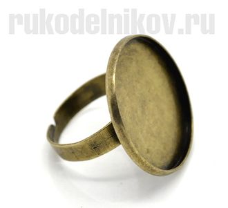 основа для кольца круглая "Большая", регулируемая, цвет-античная бронза