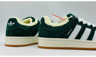Зимние кроссовки Adidas Campus 00s Green White With Fur
