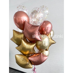 Фонтан 20 шаров "Rouse and gold"