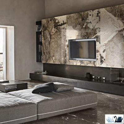 Керамогранит FMAX Milan Brown 6mm glossy 120x270 см серо - коричневый