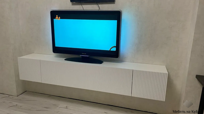 Сканди тумба под ТВ Белый/Белый Глянец