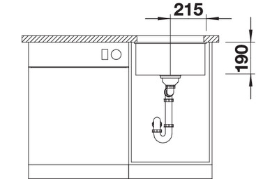 Мойка Blanco Subline 400-U отводная арматура InFino, 523428
