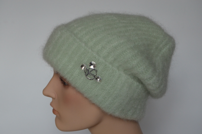 Берет вязаный с отворотом Vizio Италия 6946 BRO мятный