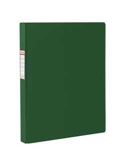Папка на 4 кольцах BRAUBERG, картон/ПВХ, 40 мм, зеленая, до 250 листов (удвоенный срок службы), 228395