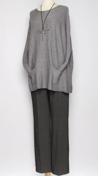 Джемпер кимоно "КАРМАНЫ" розовый, бежевый, хаки, шоколад, серый р.46-56