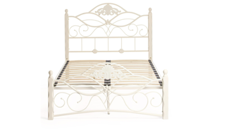 Кровать Canzona Wood slat base 120*200 см, дерево гевея/металл, белый/butter white