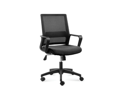 Кресло офисное Бит LB/черный пластик/черная сетка/черная ткань