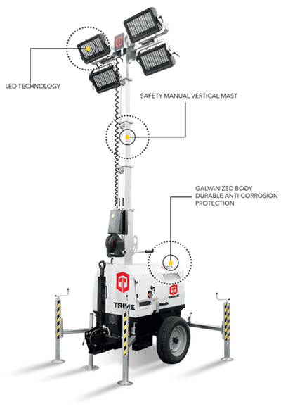 Мобильная мачта освещения TRIME X-CITY 4X320W LED (8м) светодиодная