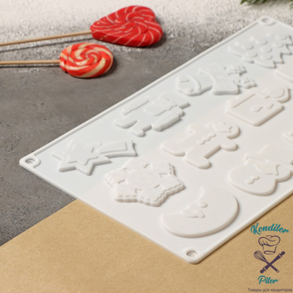 Форма силиконовая для льда и шоколада Доляна «Новый год», 29,3×17,3 см, 12 ячеек, цвет МИКС