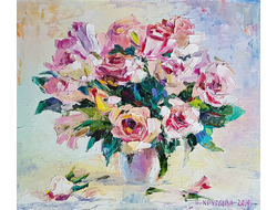 Натюрморт розовые розы Круглова Ирина
