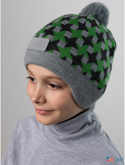 Шапка  21201-07, цвет серый,зеленый р. 54-56