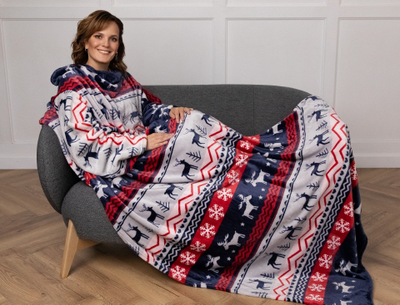 Плед с рукавами "Зимняя сказка" из микрофибры (велсофта)