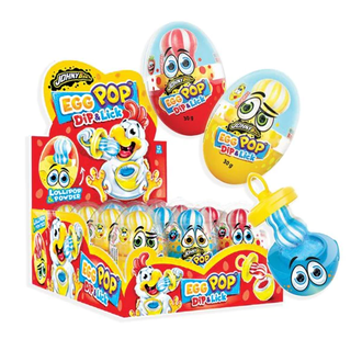 Леденец Johny Bee  Dip'N'Lick ЯЙЦО с пудрой Egg Pop 30гр (12)*12