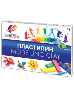 Пластилин классический ЛУЧ "Классика", 8 цветов, 160 г, со стеком, картонная упаковка, 12С 867-08