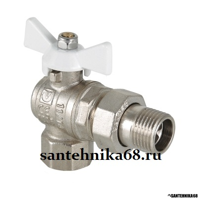 Кран шаровый VALTEC BASE угловой с полусгоном и белой ручкой 1/2 3/4 VT.228.NW