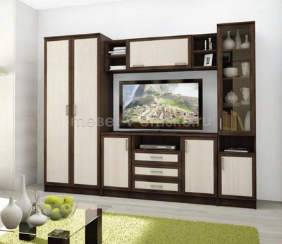 Шкаф навесной "Премьера-7" функциональный с открытыми и закрытыми полками от омского производителя.