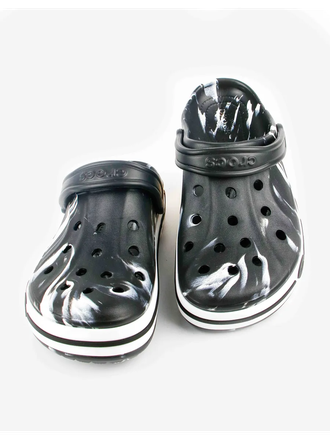 CROCS BAYABAND WHITE BLACK PRINTED БЕЛЫЕ