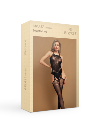 06731S/XXL Черный боди-комбинезон с имитацией чулок (Impulse) LeFrivole