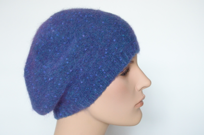 Вязаный зимний берет голубого цвета для женщин Вицио Италия