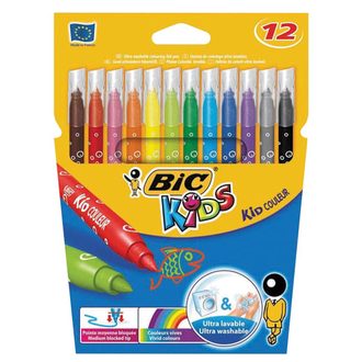 Фломастеры BIC "Kid Couleur", 12 цветов, суперсмываемые, вентилируемый колпачок, европодвес, 9202932, 2 набора