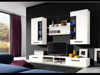 Модульная гостиная Кёльн 1 белый глянец Ш 2440* Г465*В1960 мм