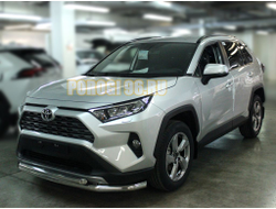 Защита переднего бампера двойная d60/53 с четырьмя загибами для Toyota RAV4 (2019-...)