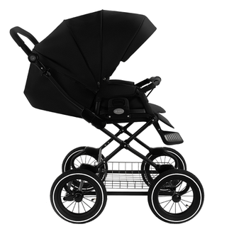 Коляска 2в1 Roan Bass Next Classic d12 Кожа Black (руч.Черный)