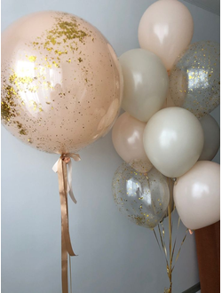 Набор шаров с гелием "Персиковый" с большим шаром