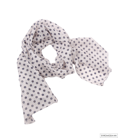 легкий брендовый шарф женский белый с принтом